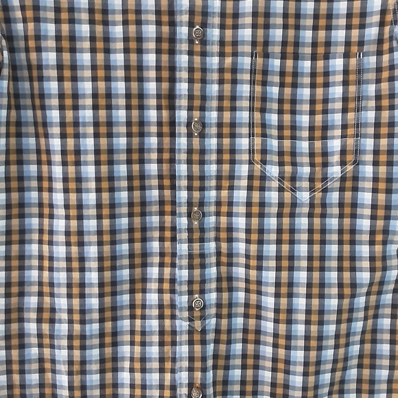 HUGO BOSS ORANGE MENS BLUE/SIENNA CHECK SHIRT - Picture 4 of 6